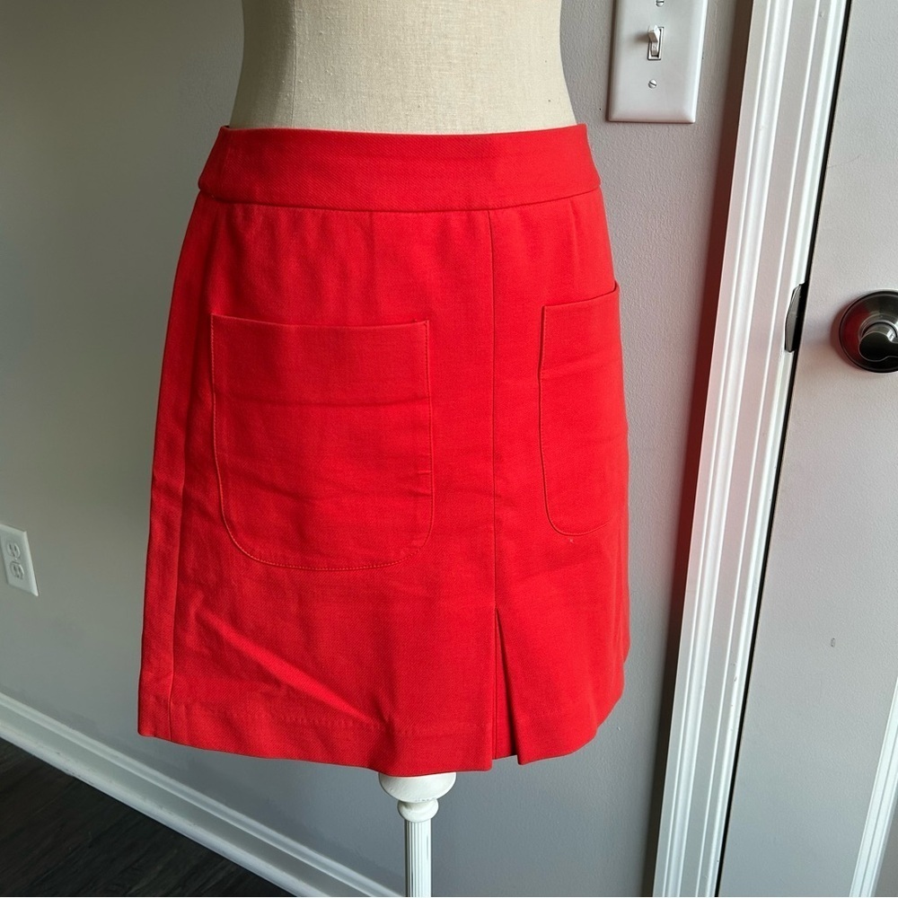 LOFT Coral Red Structured Mini Skirt with Pockets | Size 4 | Workwear - Picture 2 of 4
